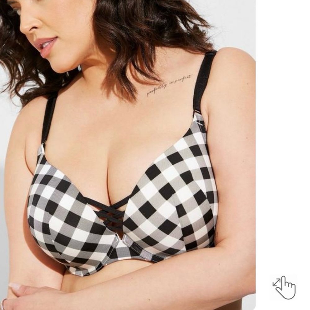 Torrid Black & White Plaid Plunge Push-Up Bra-❤️BNWT❤️